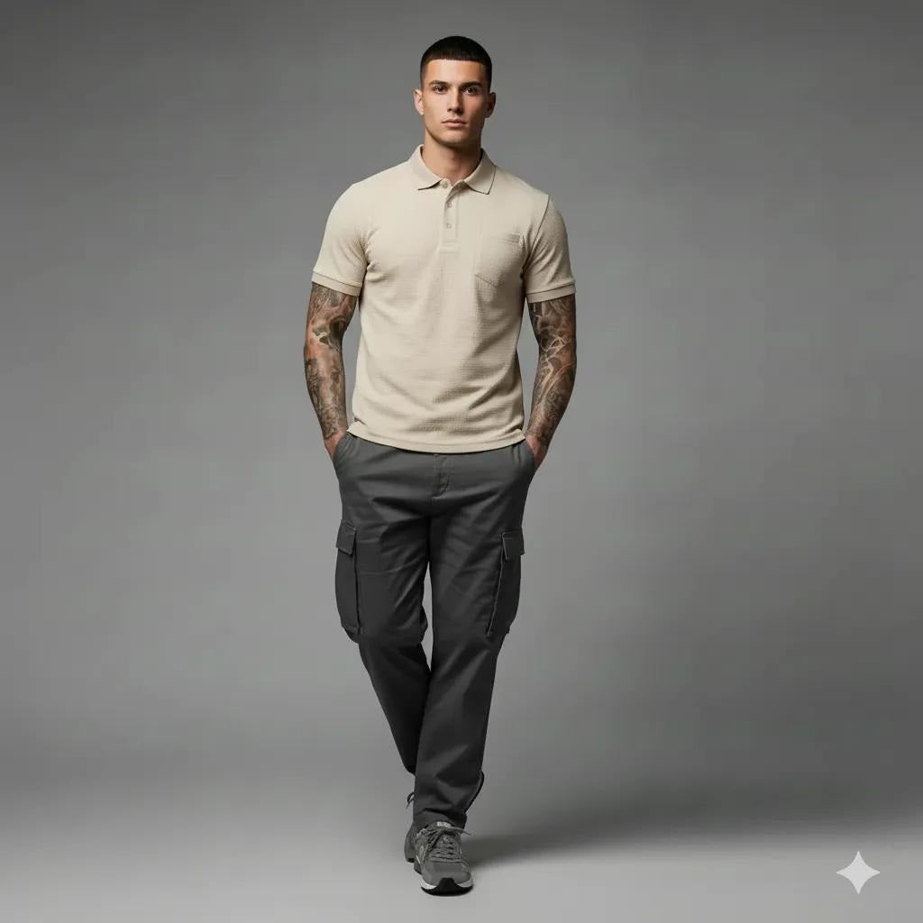 Men Pristine Striped Polo Collar T-shirt