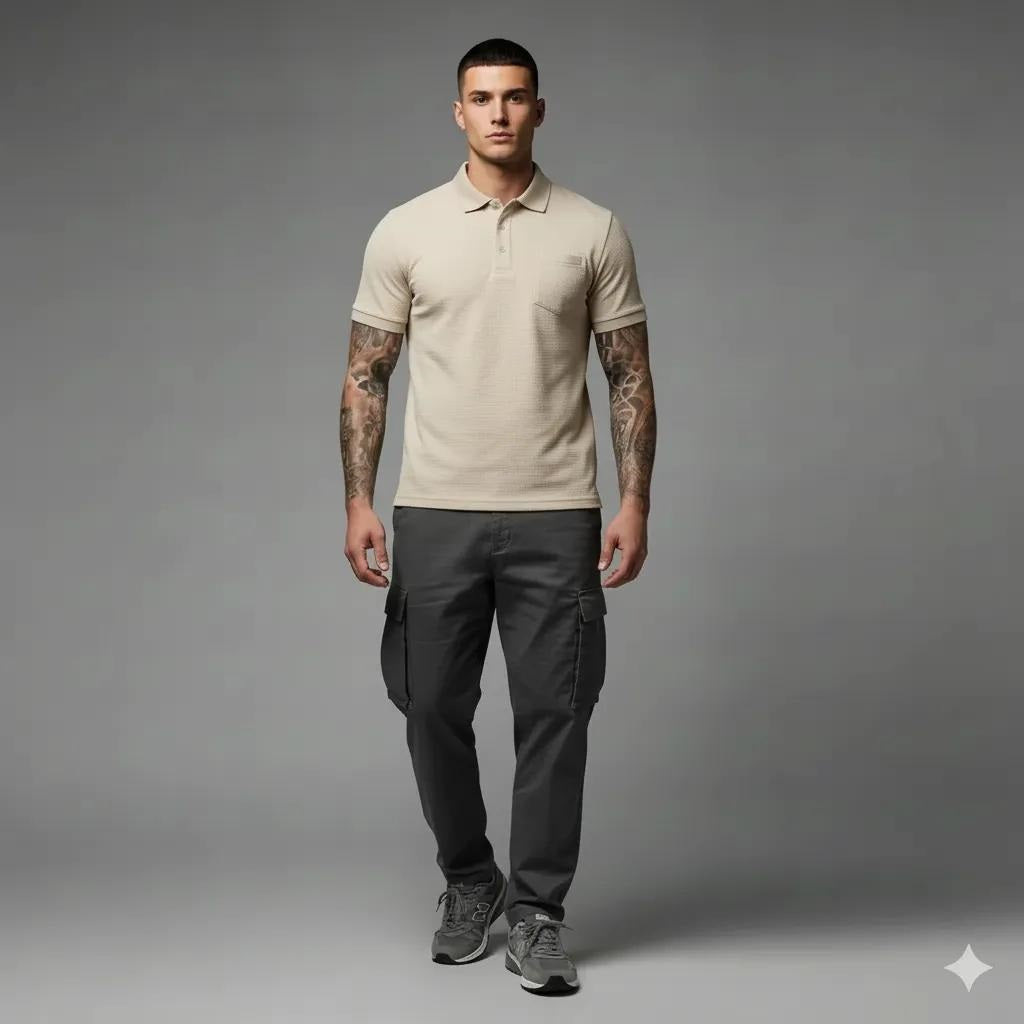 Men Pristine Striped Polo Collar T-shirt