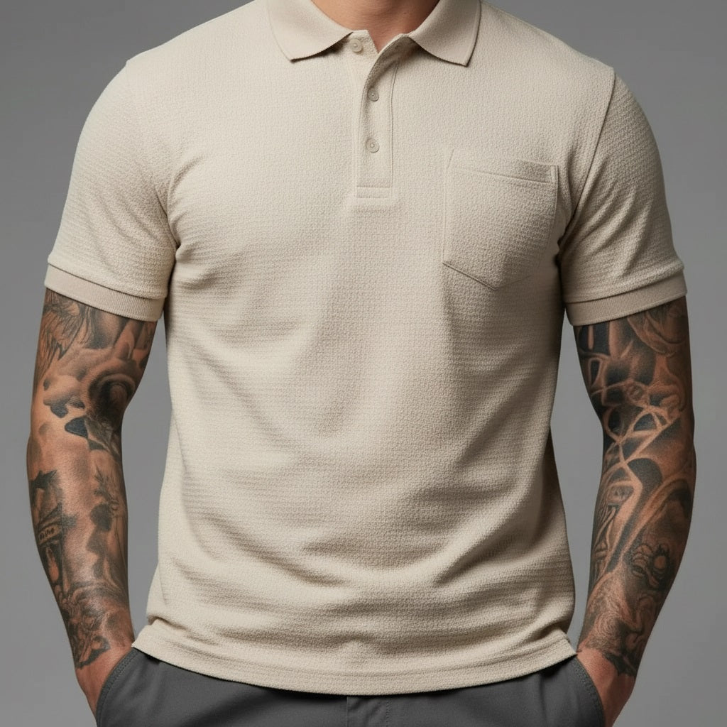 Men Pristine Striped Polo Collar T-shirt