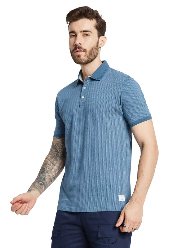 Octave Men Checked Polo Collar T-Shirt