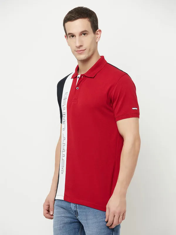 Octave Men Maroon Polo Collar T-Shirt