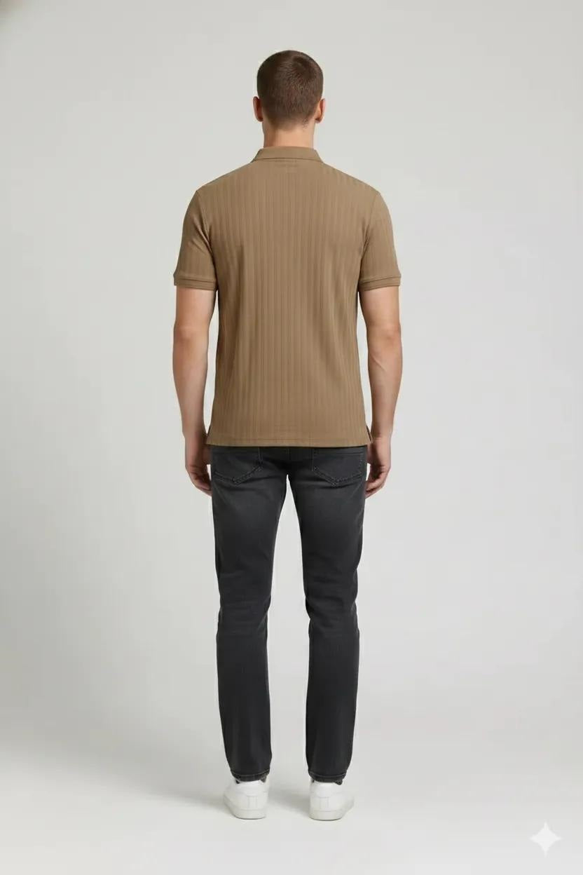 Men Striped Polo Collar T-shirt