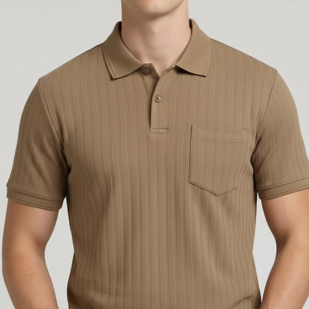 Men Striped Polo Collar T-shirt
