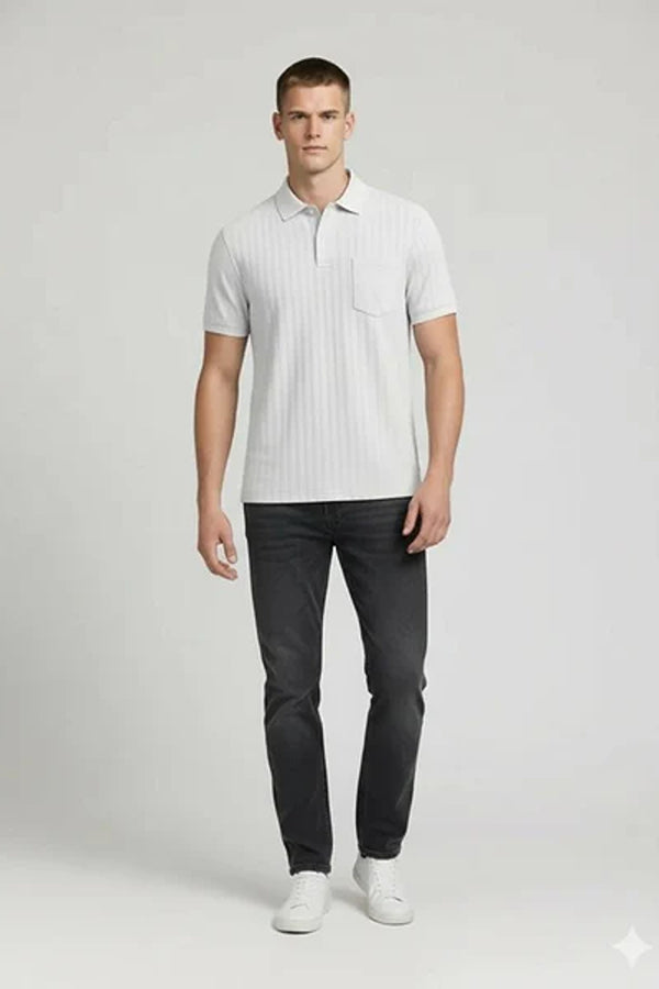 Men Striped Polo Collar T-shirt