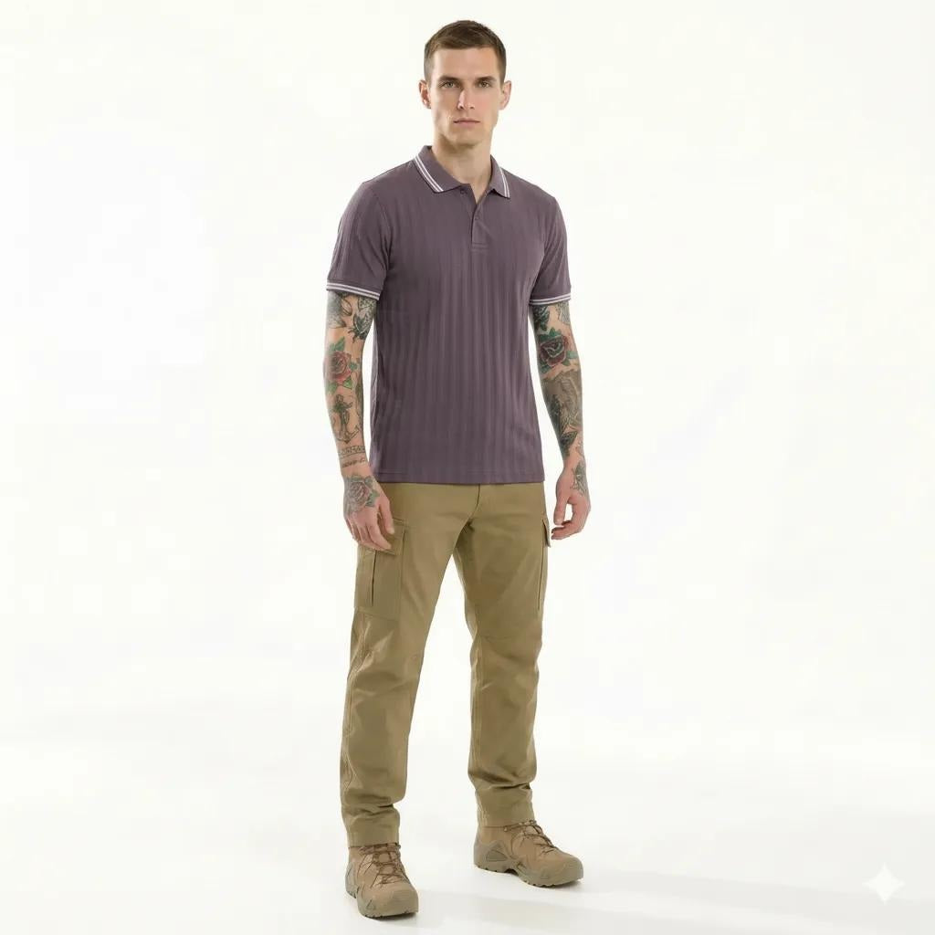 Octave Men Striped Polo Collar T-shirt