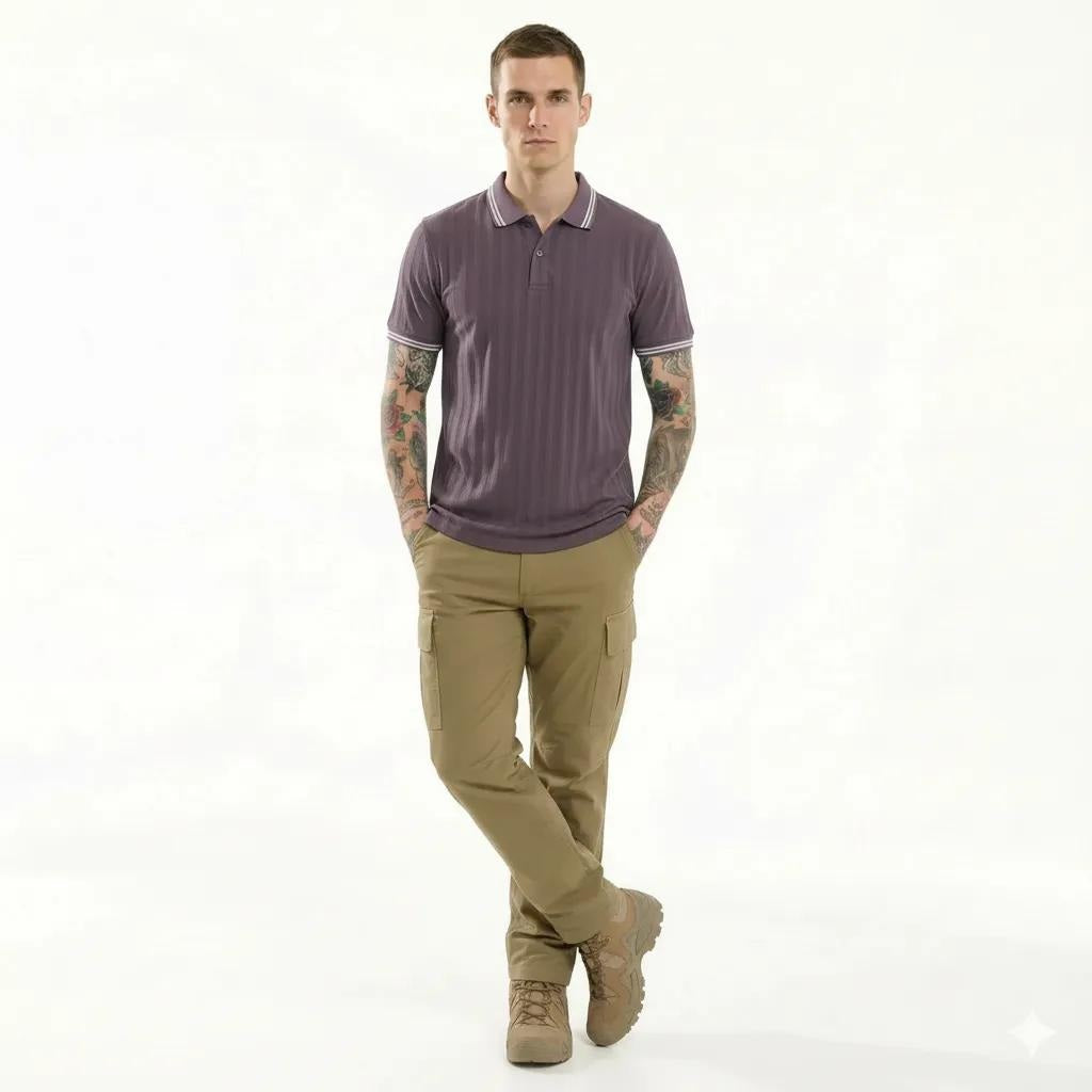 Octave Men Striped Polo Collar T-shirt