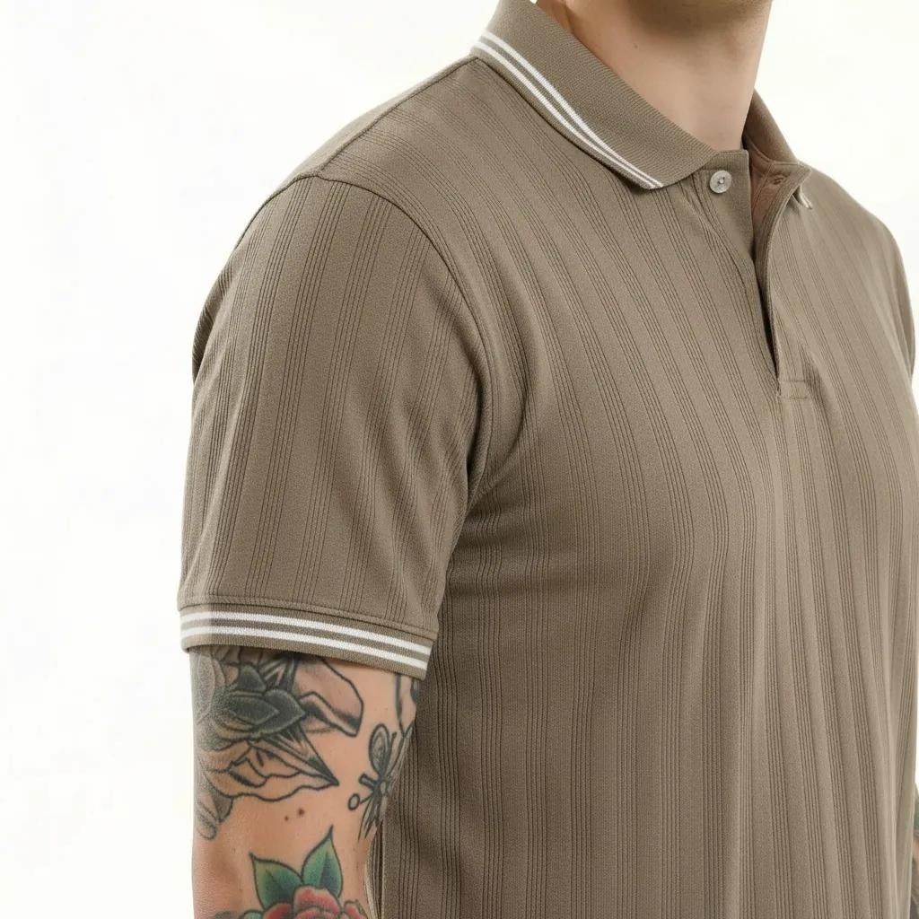 Octave Men Striped Polo Collar T-shirt
