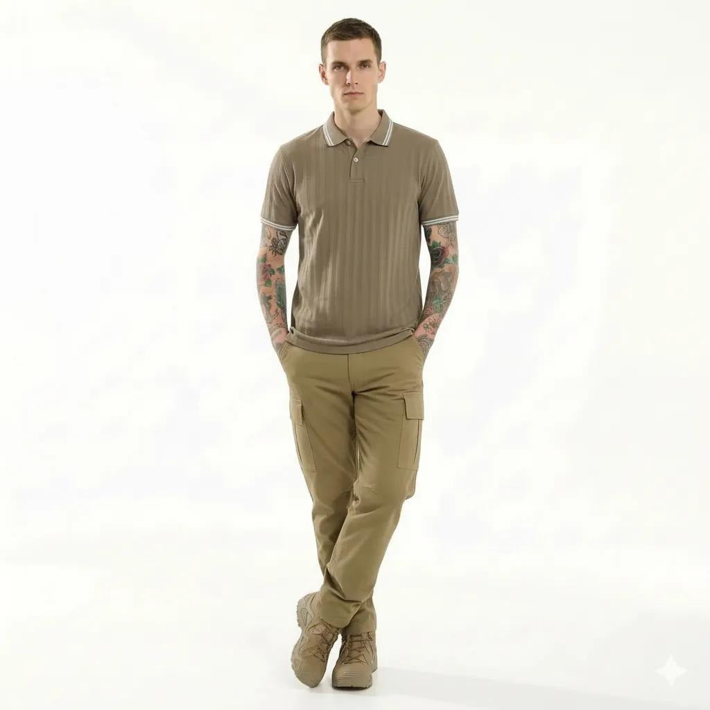 Octave Men Striped Polo Collar T-shirt