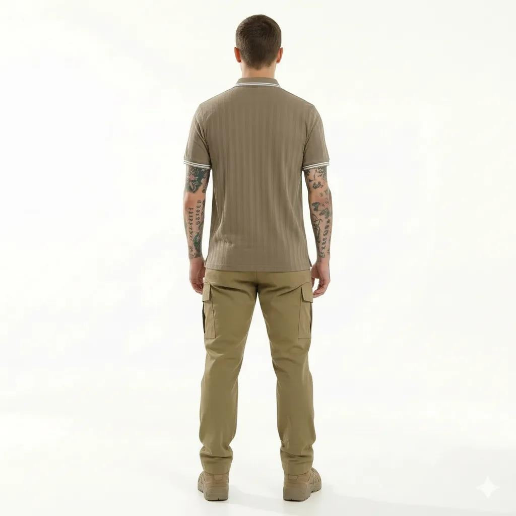 Octave Men Safari Striped Polo Collar T-shirt