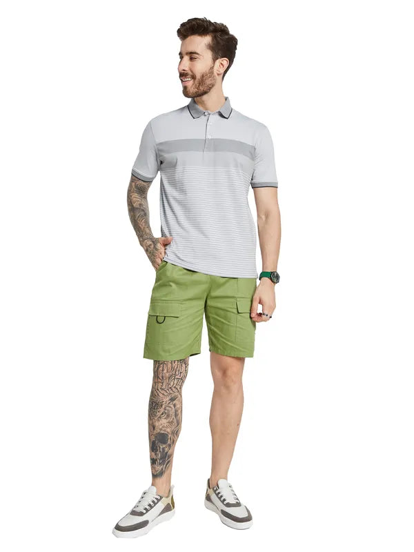 Octave Men Striped Polo Collar Pockets T-Shirt