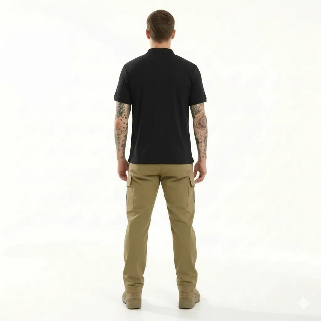 Octave Men Black Polo Collar T-shirt