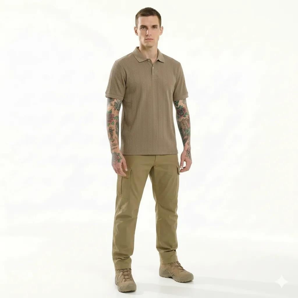 Octave Men Khaki Polo Collar T-shirt