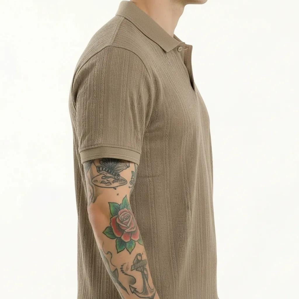 Octave Men Khaki Polo Collar T-shirt
