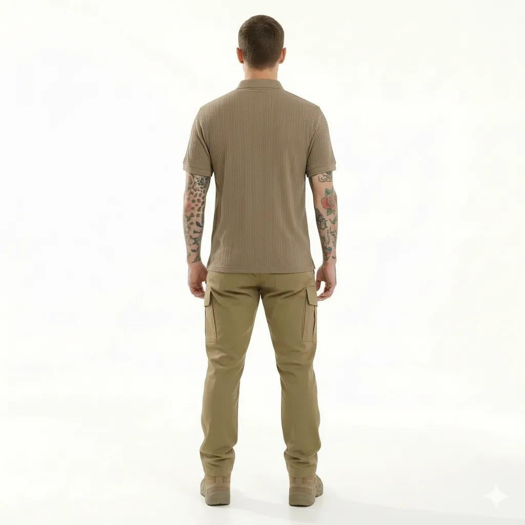 Octave Men Khaki Polo Collar T-shirt