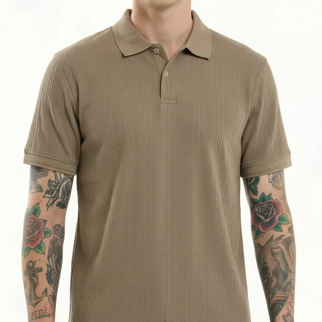 Octave Men Khaki Polo Collar T-shirt