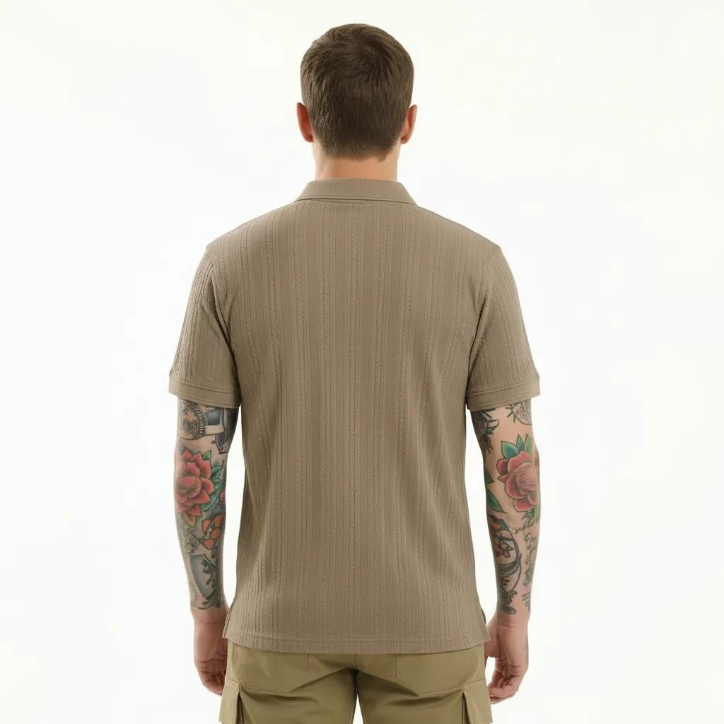 Octave Men Khaki Polo Collar T-shirt