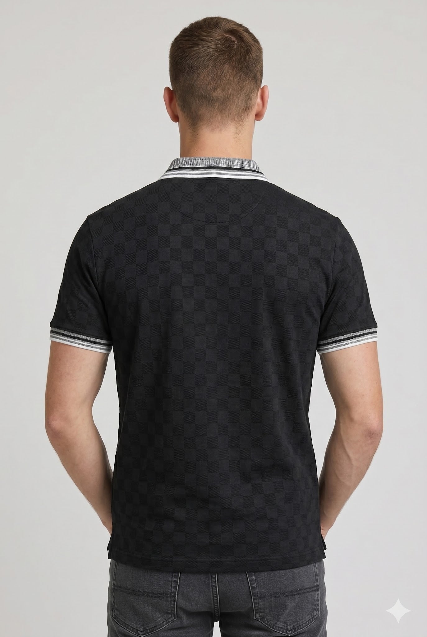Men Black Polo Collar T-shirt