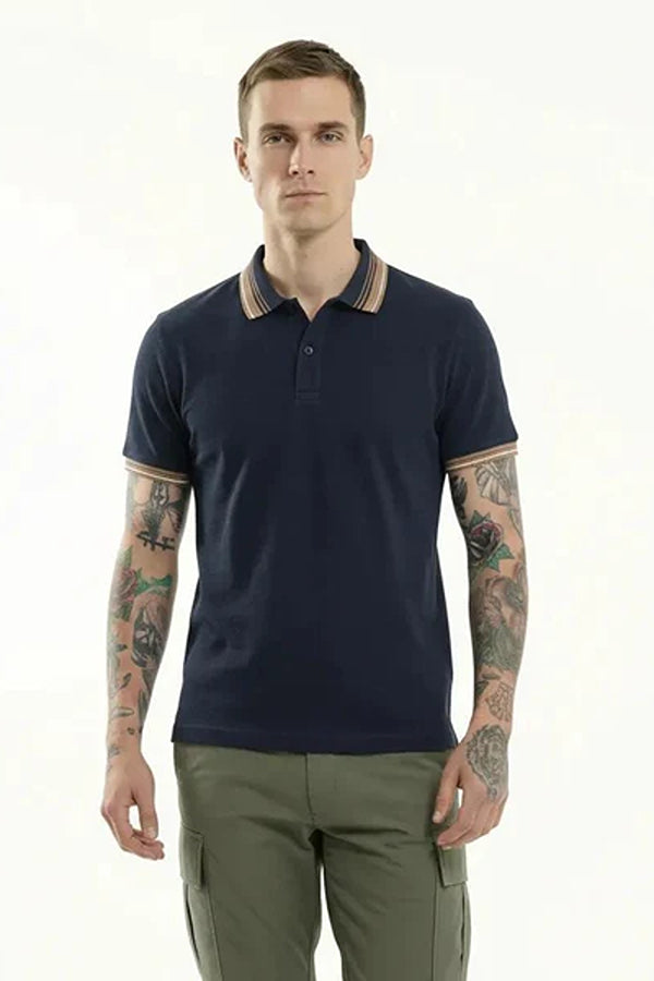 Men Polo Collar Solid T-shirt