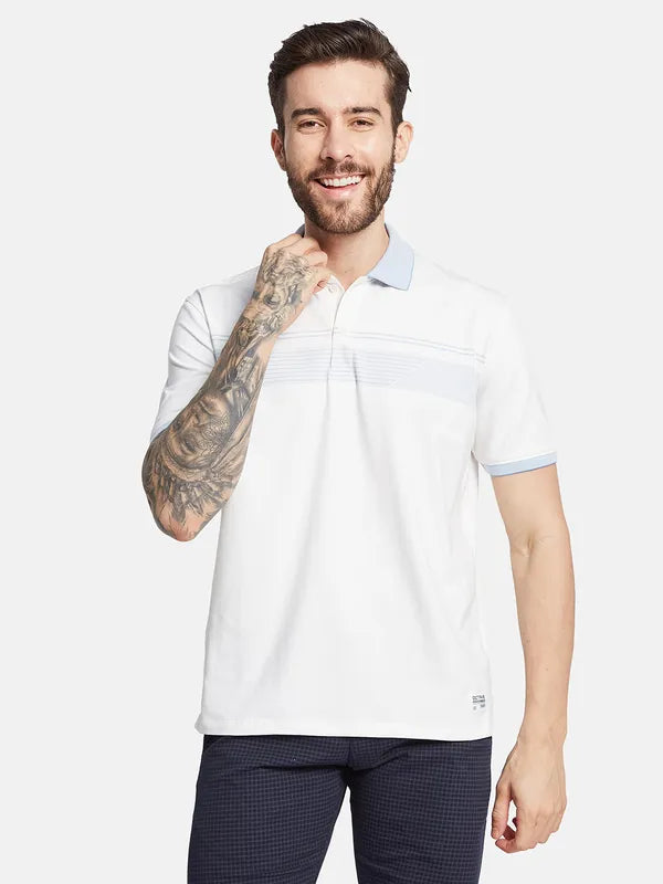 Octave Men Striped Polo Collar T-Shirt