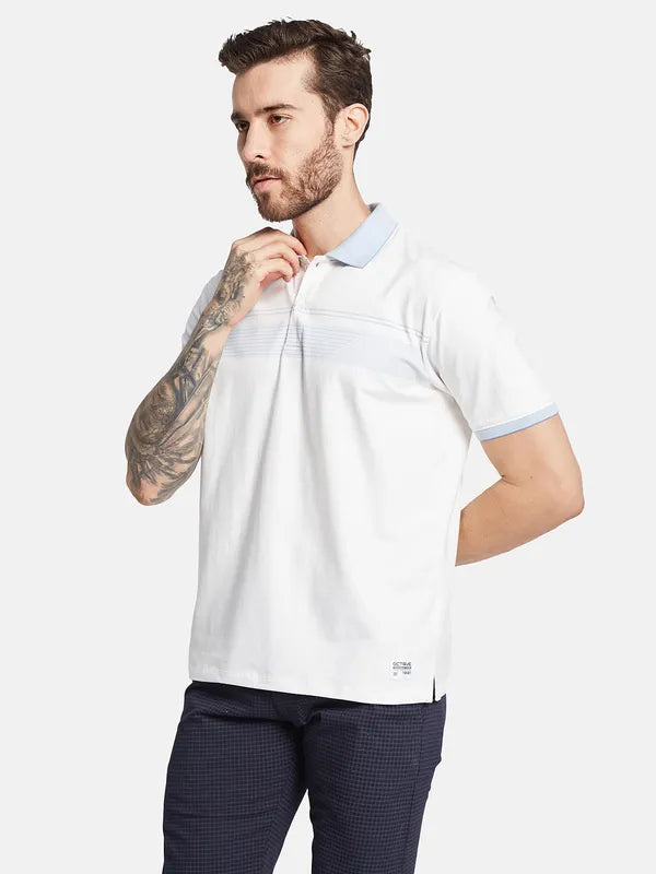 Octave Men Striped Polo Collar T-Shirt