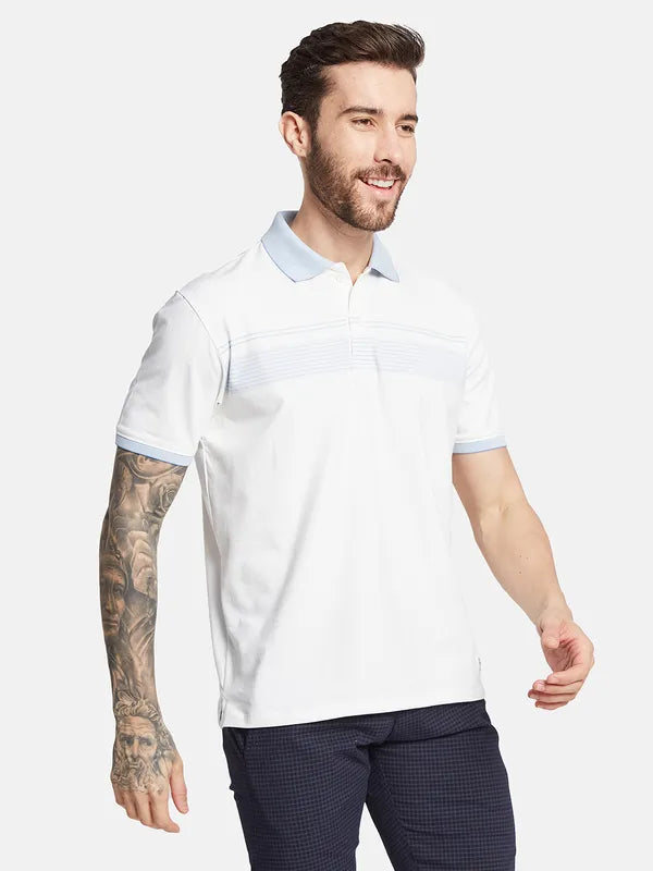 Octave Men Striped Polo Collar T-Shirt