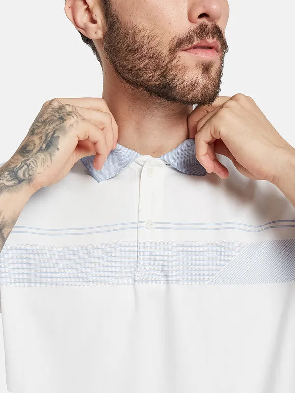 Octave Men Striped Polo Collar T-Shirt