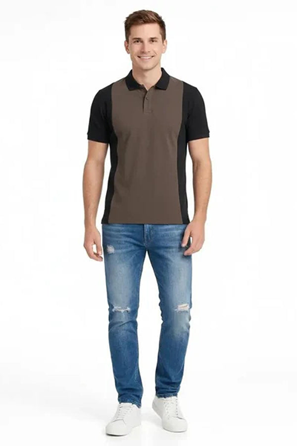 Men Colourblocked Polo Collar T-shirt