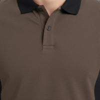 Men Coffee Colourblocked Polo Collar T-shirt