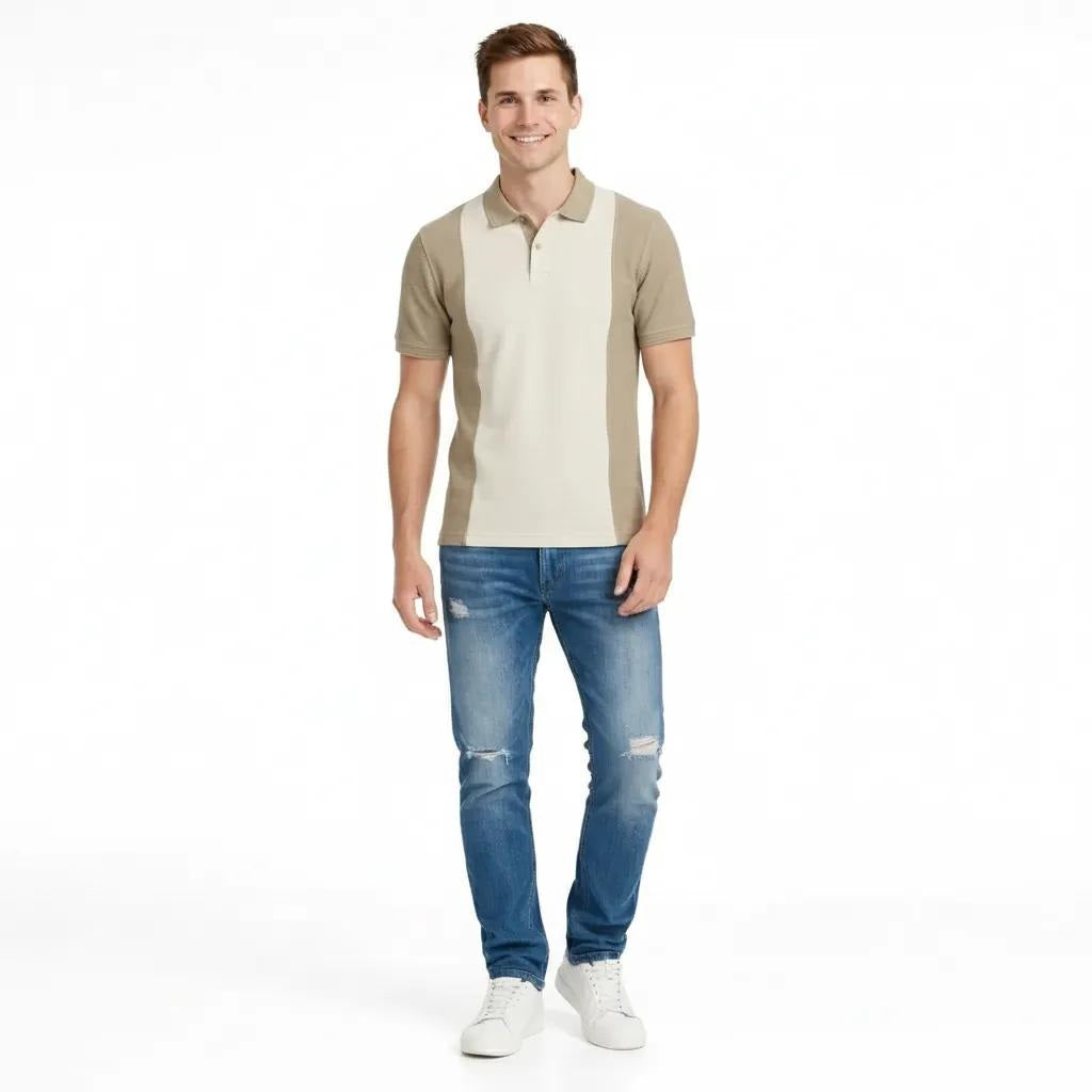Men Safari Colourblocked Polo Collar T-shirt