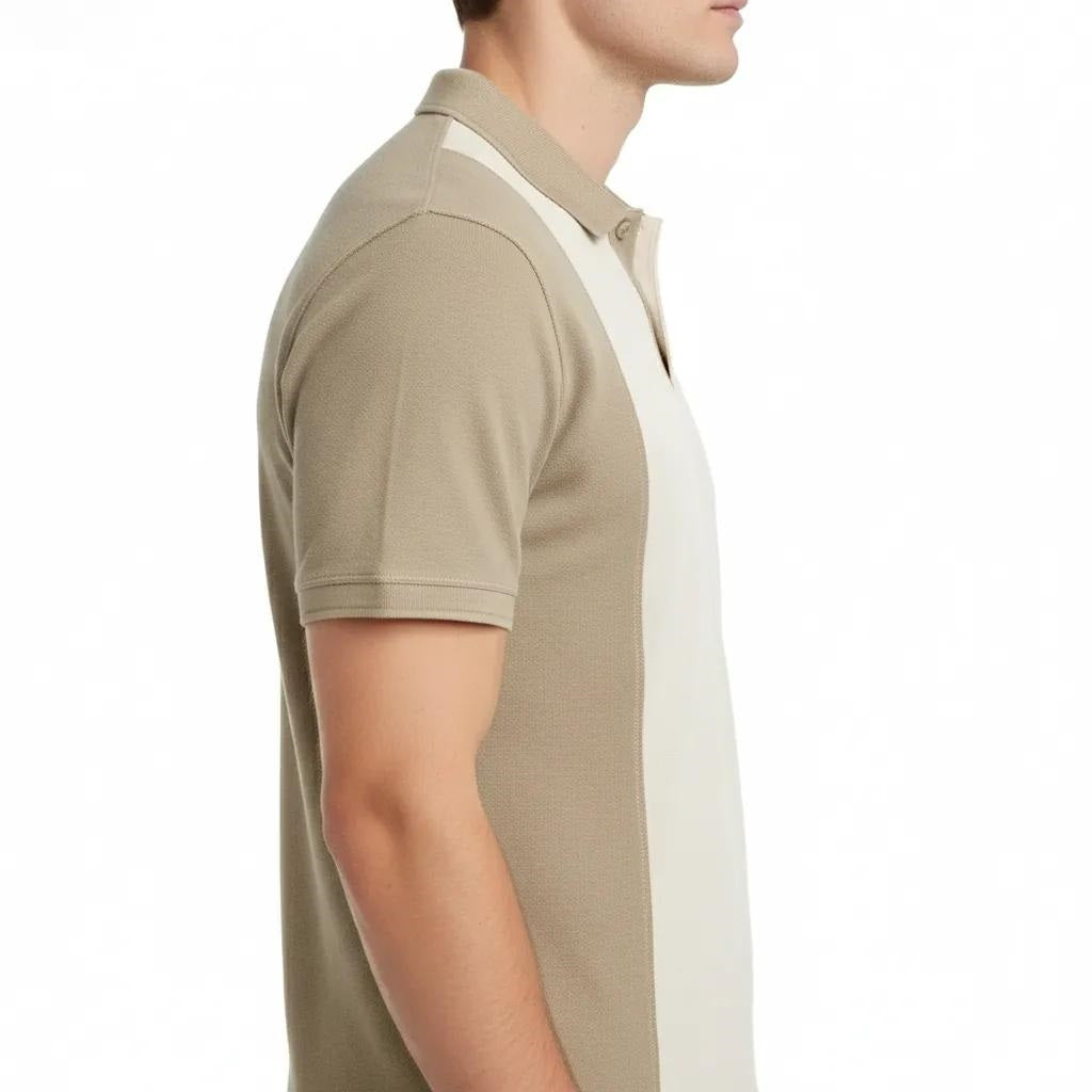 Men Safari Colourblocked Polo Collar T-shirt