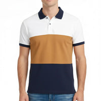 Men Wheat Colourblocked Polo Collar T-shirt