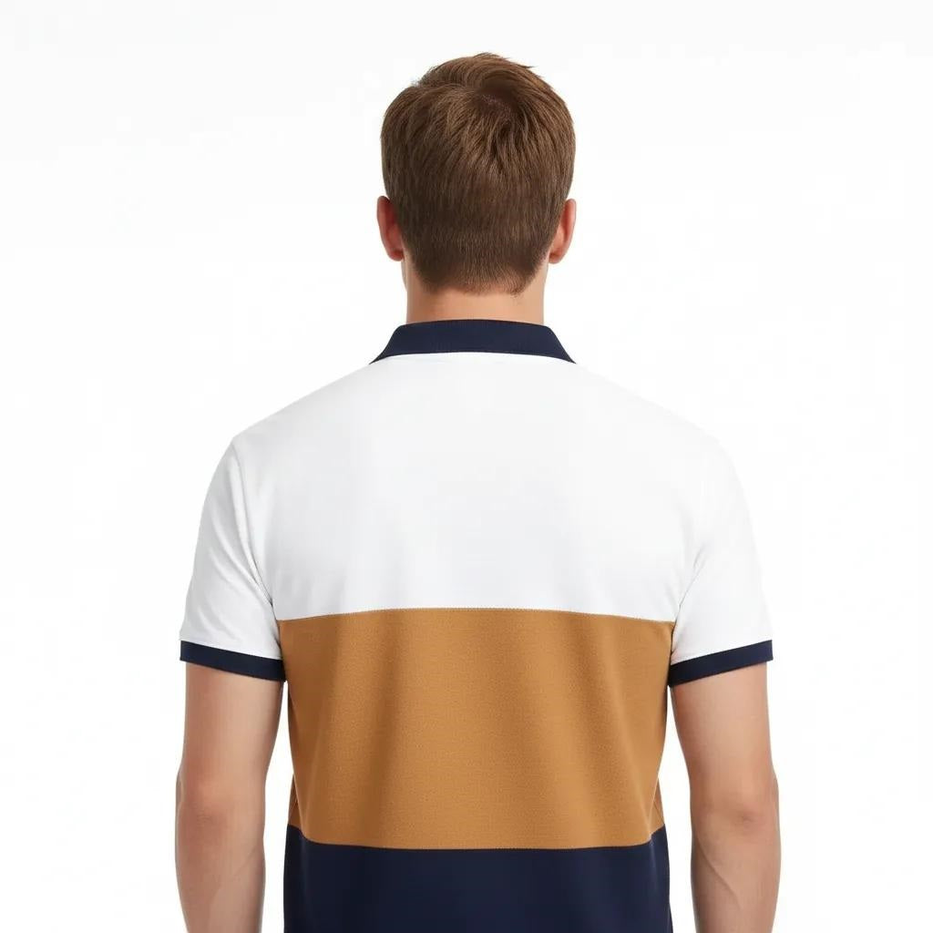 Men Wheat Colourblocked Polo Collar T-shirt