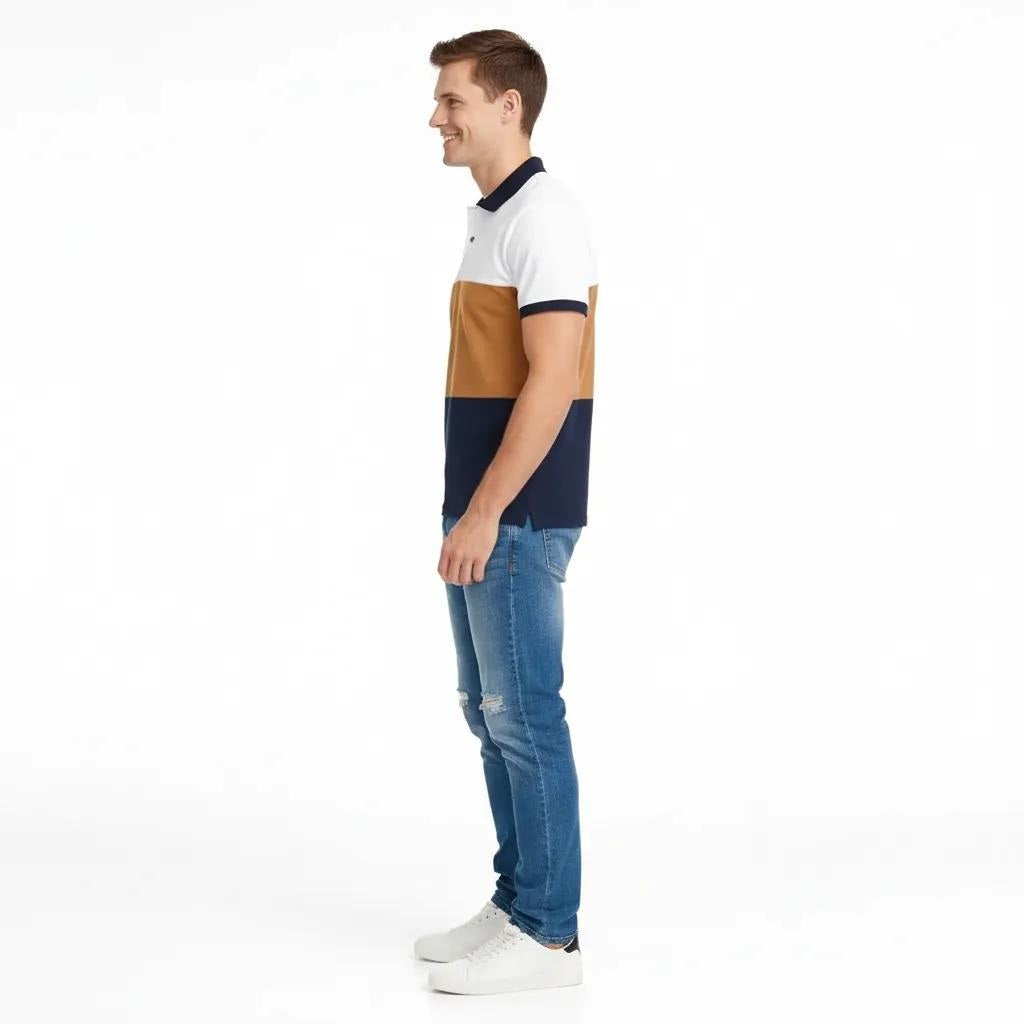 Men Colourblocked Polo Collar T-shirt