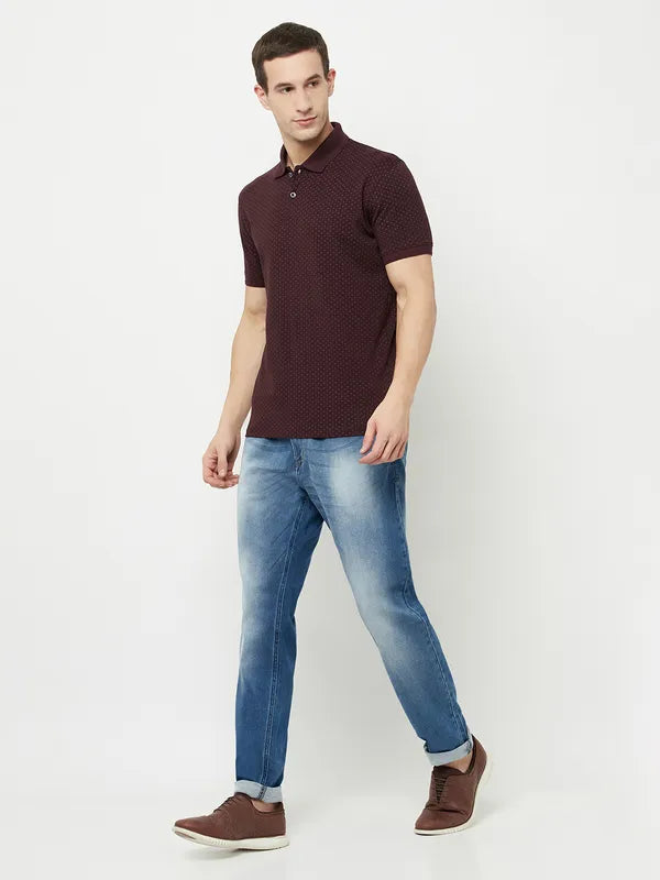 Octave Men Maroon Polo Collar T-Shirt