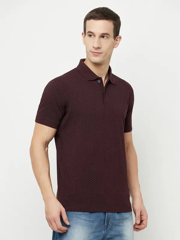 Octave Men Maroon Polo Collar T-Shirt