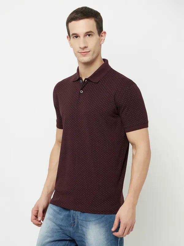 Octave Men Maroon Polo Collar T-Shirt