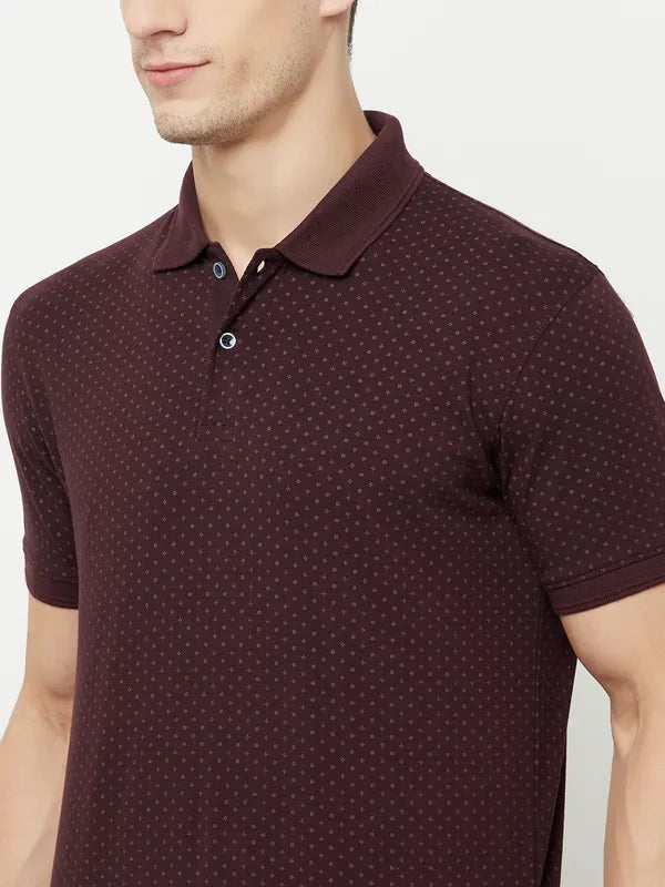 Octave Men Maroon Polo Collar T-Shirt