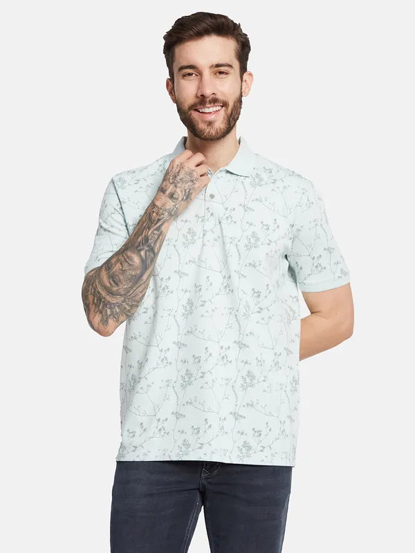 Octave Men Tropical Printed Polo Collar T-Shirt