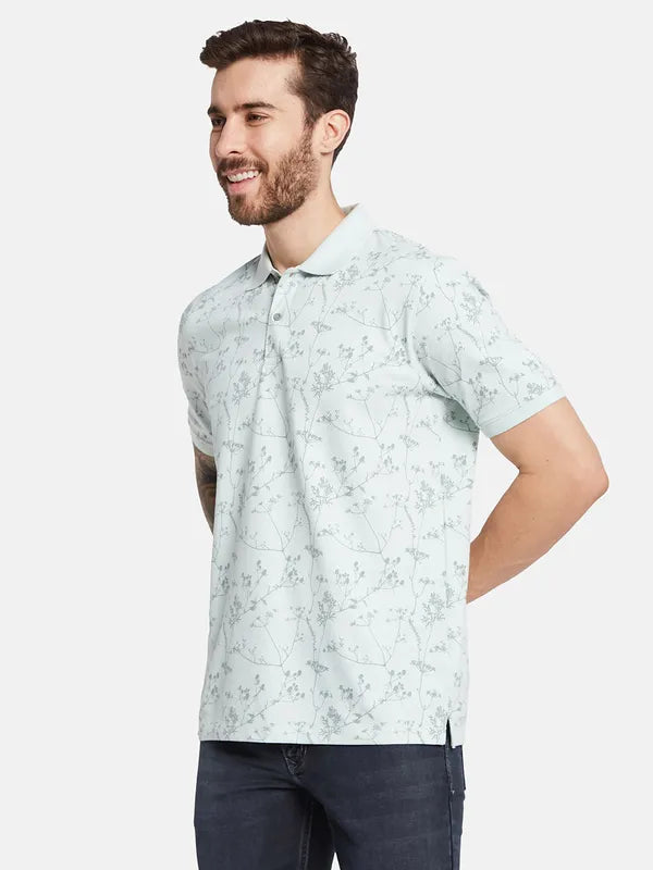 Octave Men Tropical Printed Polo Collar T-Shirt