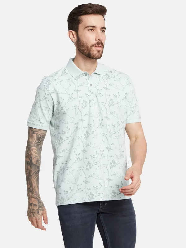 Octave Men Tropical Printed Polo Collar T-Shirt