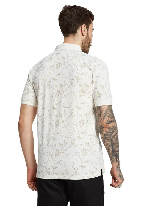 Octave Men Floral Polo Collar Pockets T-Shirt