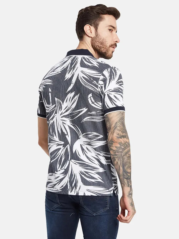 Octave Ss24 Men Tropical Printed Polo Collar T-Shirt