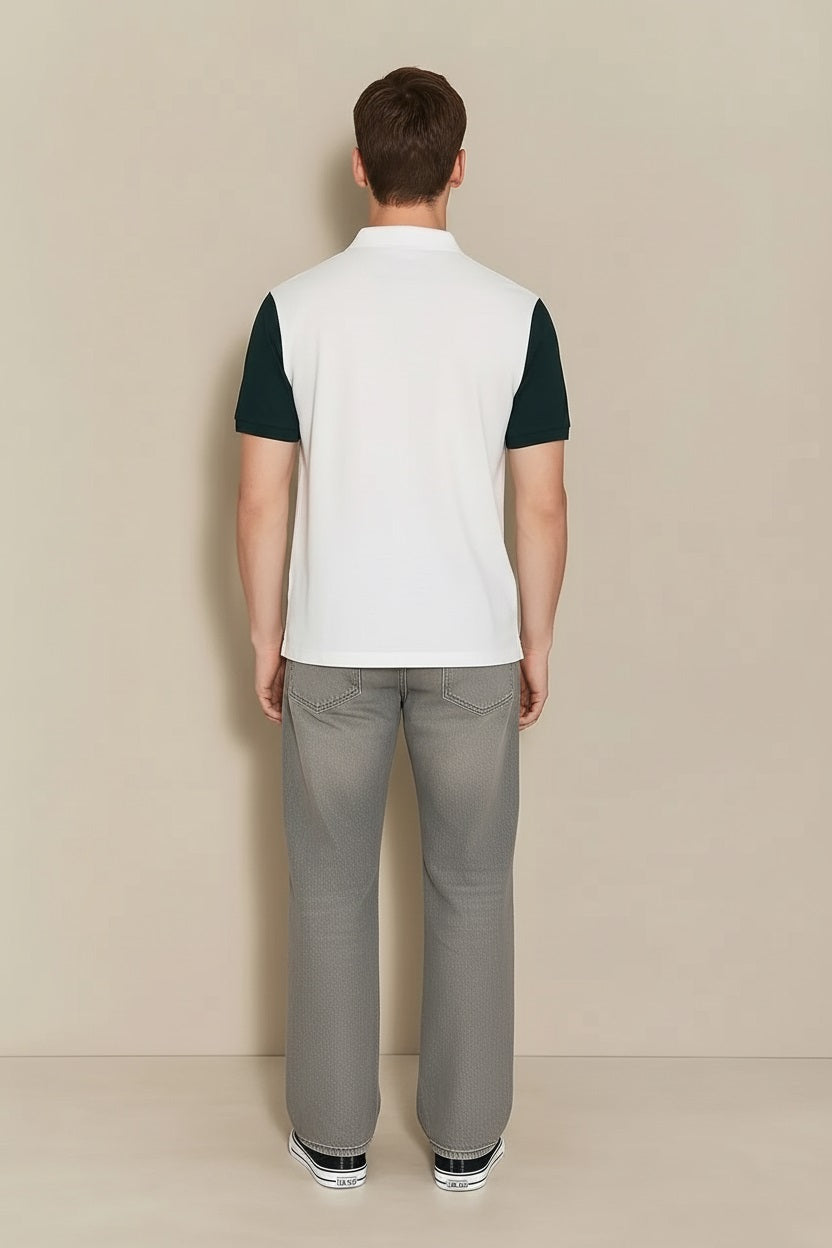 Men Off White Brand Logo Colourblocked Polo Collar T-shirt