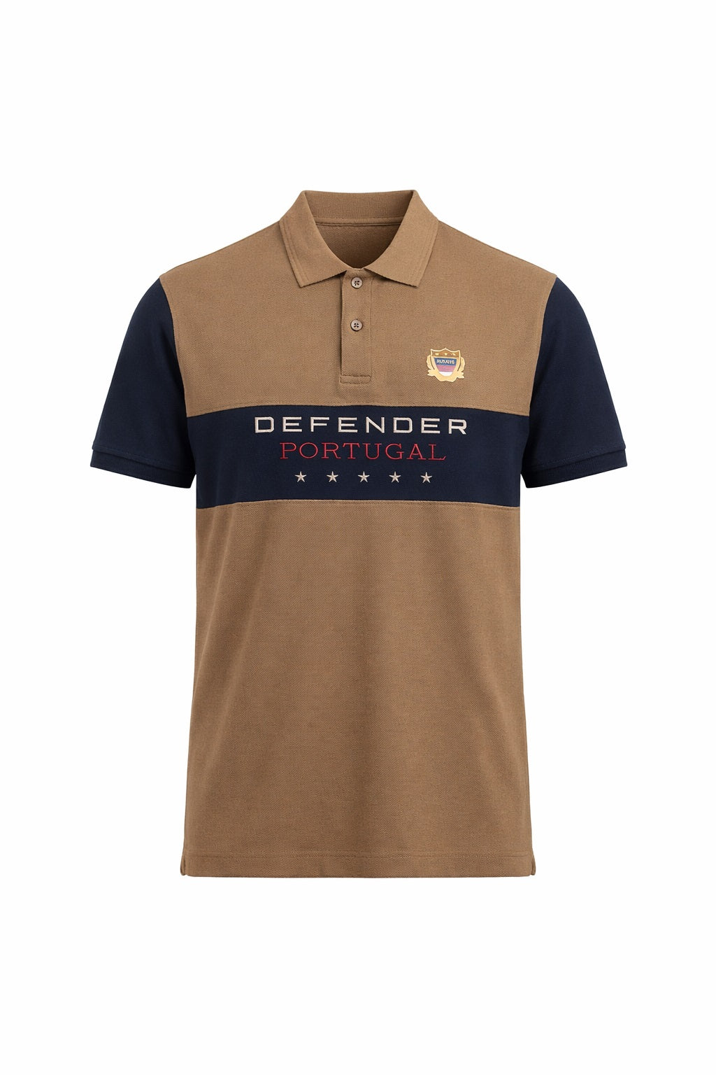 Men Tan Brand Logo Colourblocked Polo Collar T-shirt