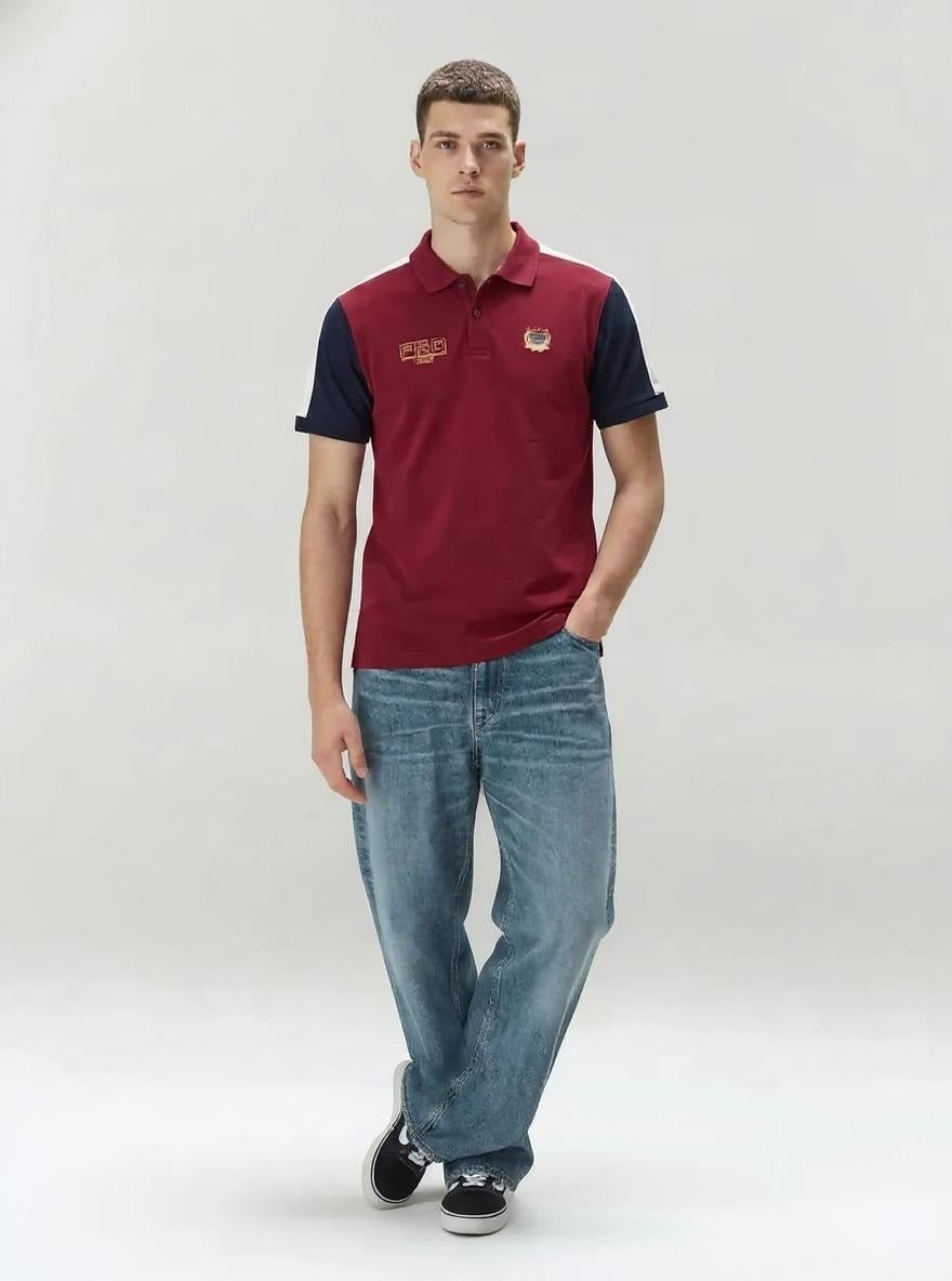 Men Merlot Sold Polo Collar T-shirt