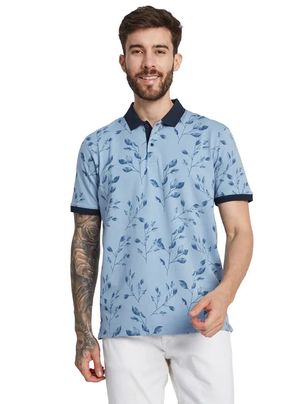 Octave Men Tropical Printed Polo Collar T-Shirt