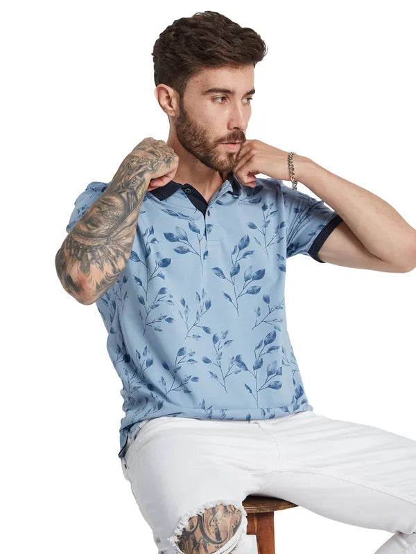 Octave Men Tropical Printed Polo Collar T-Shirt