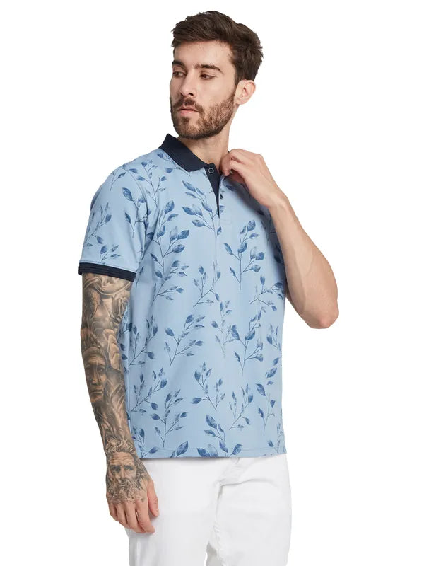 Octave Men Tropical Printed Polo Collar T-Shirt