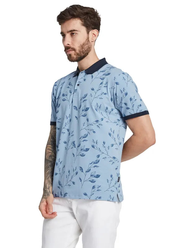 Octave Men Tropical Printed Polo Collar T-Shirt