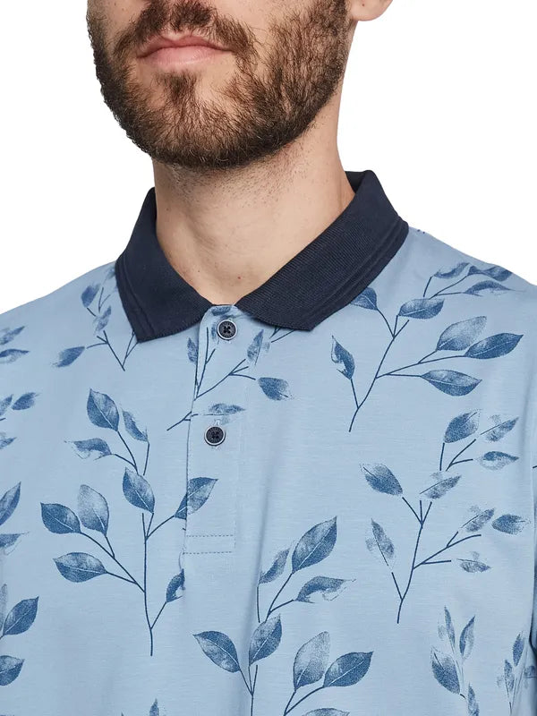 Octave Men Tropical Printed Polo Collar T-Shirt